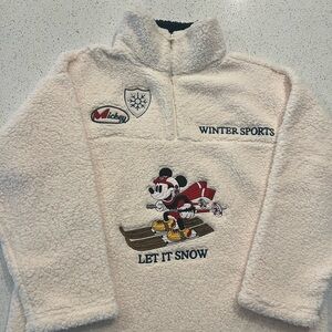 Mickey Mouse Disney Cream Pullover Sherpa XL Women's